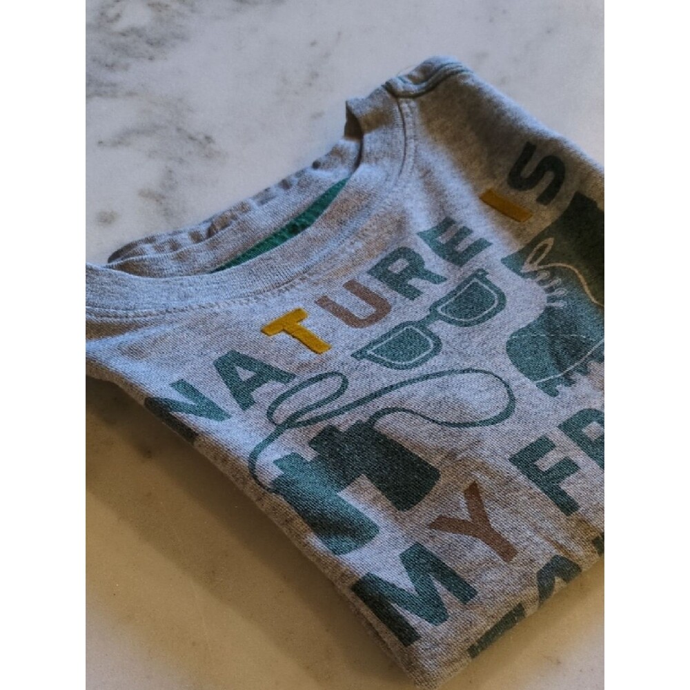 Tea Collection Boys Graphic Tee Sz 4 Gray Long Sleeve Nature Outdoor Adventure